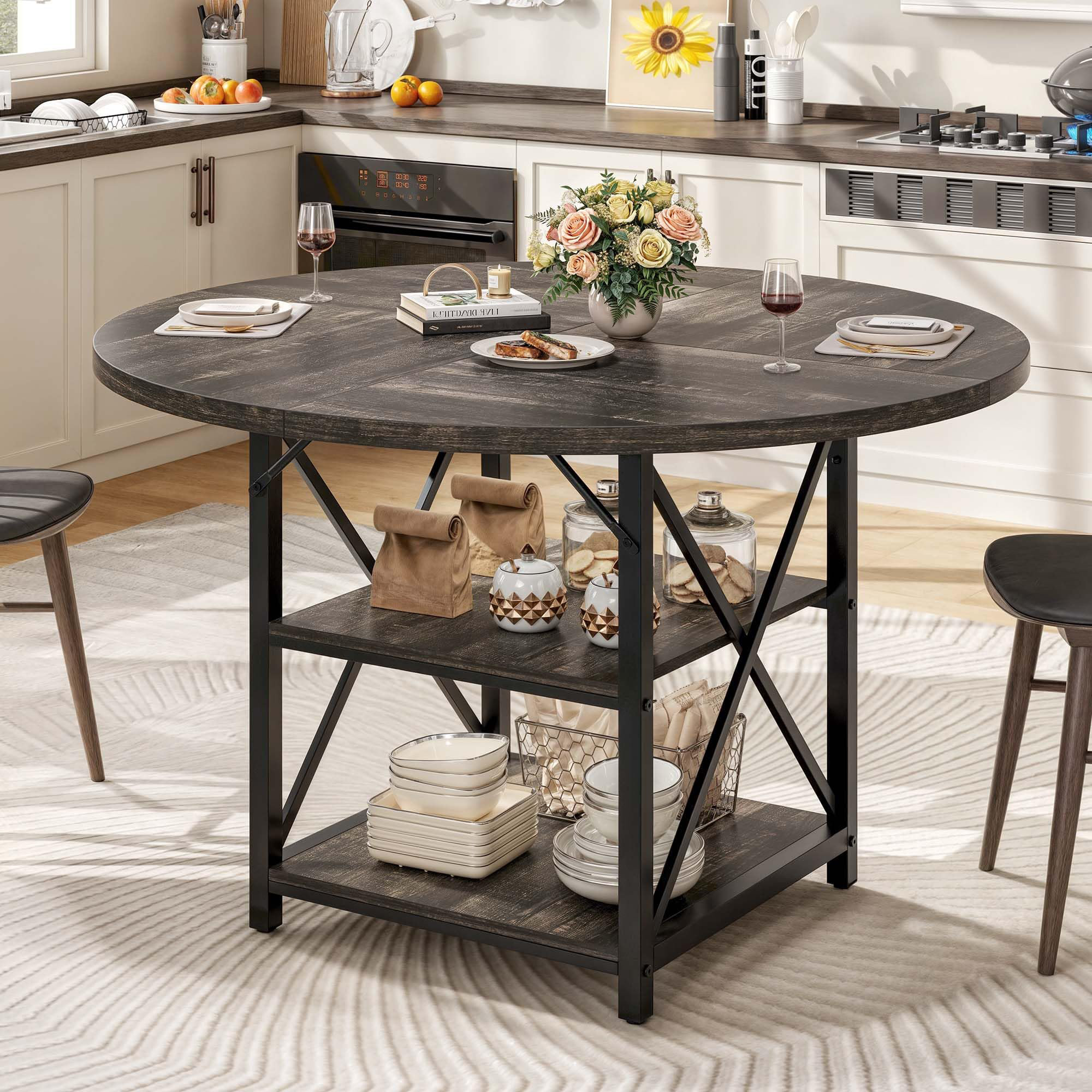 17 Stories Round Dining Table 47.27" Large Dining Room Table - Wayfair ...